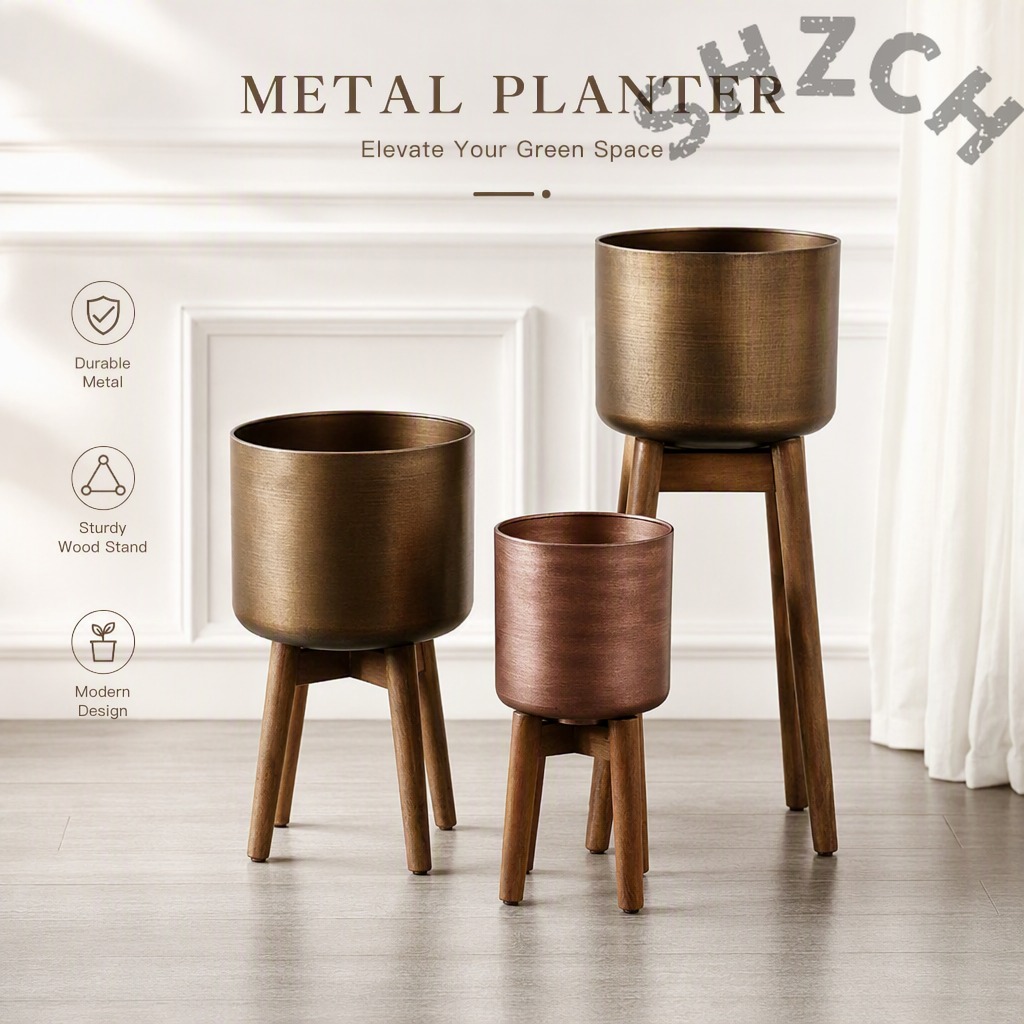 Home Office Industrial Style - Modern Endüstriyel Ahşap Saksı Sehpası, Ev