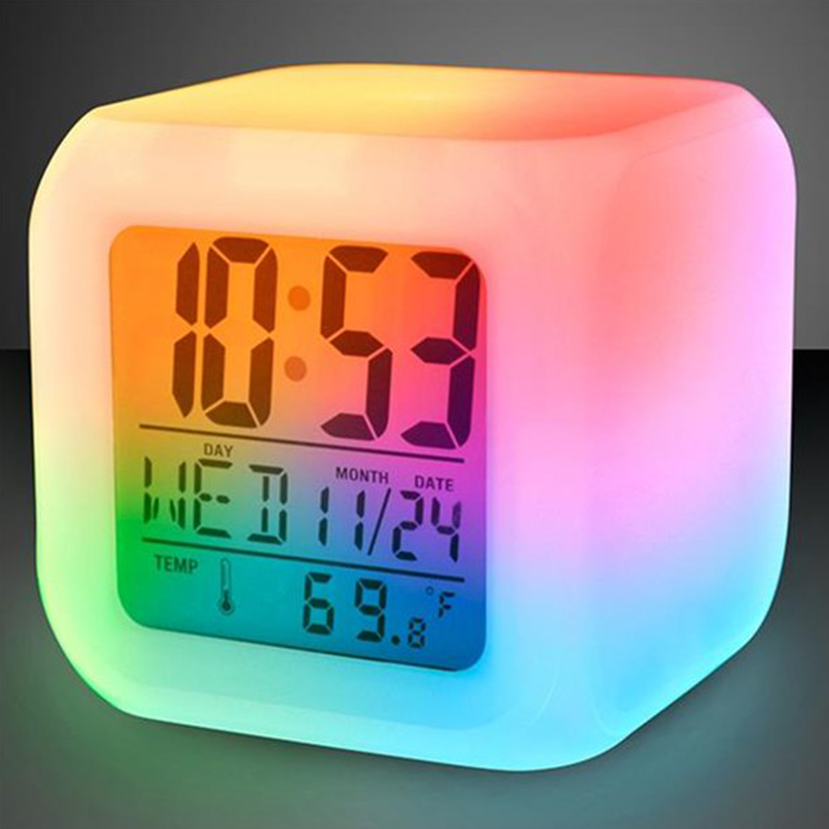 Led Desk Clock - LED Dijital Çalar Saat Renkli Işıklı
