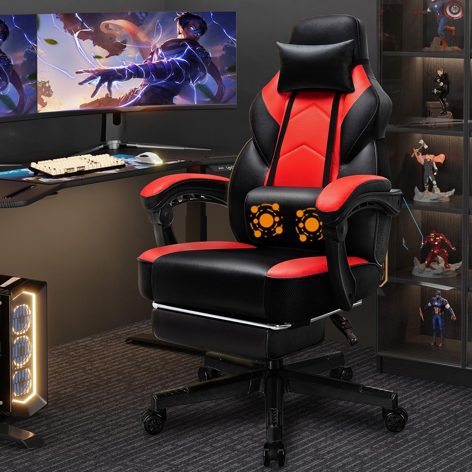 Home Office Ergonomics - Ayak Dayamalı, Masajlı Bel Desteği, Ev