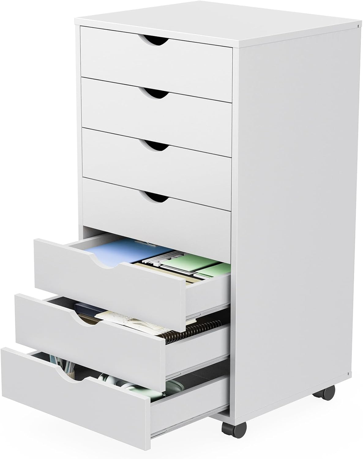 Desk Drawer Small - 7 Çekmeceli Tekerlekli Depolama Dolabı, Ahşap