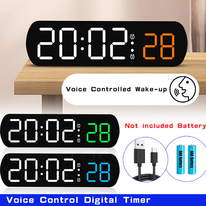Led Desk Clock - Ses Kontrolü dijital alarm zamanlayıcı Saat