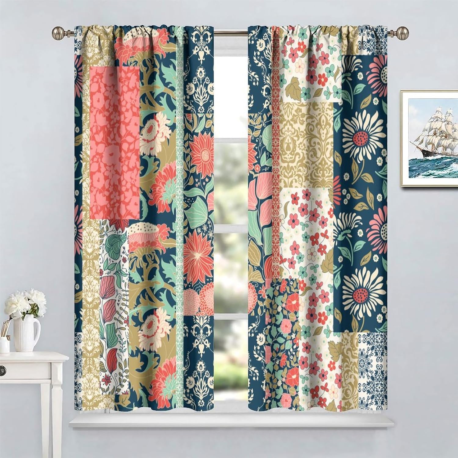 Boho Patchwork Çiçekli Perdele - Home Office England incelemesi ve fiyatı