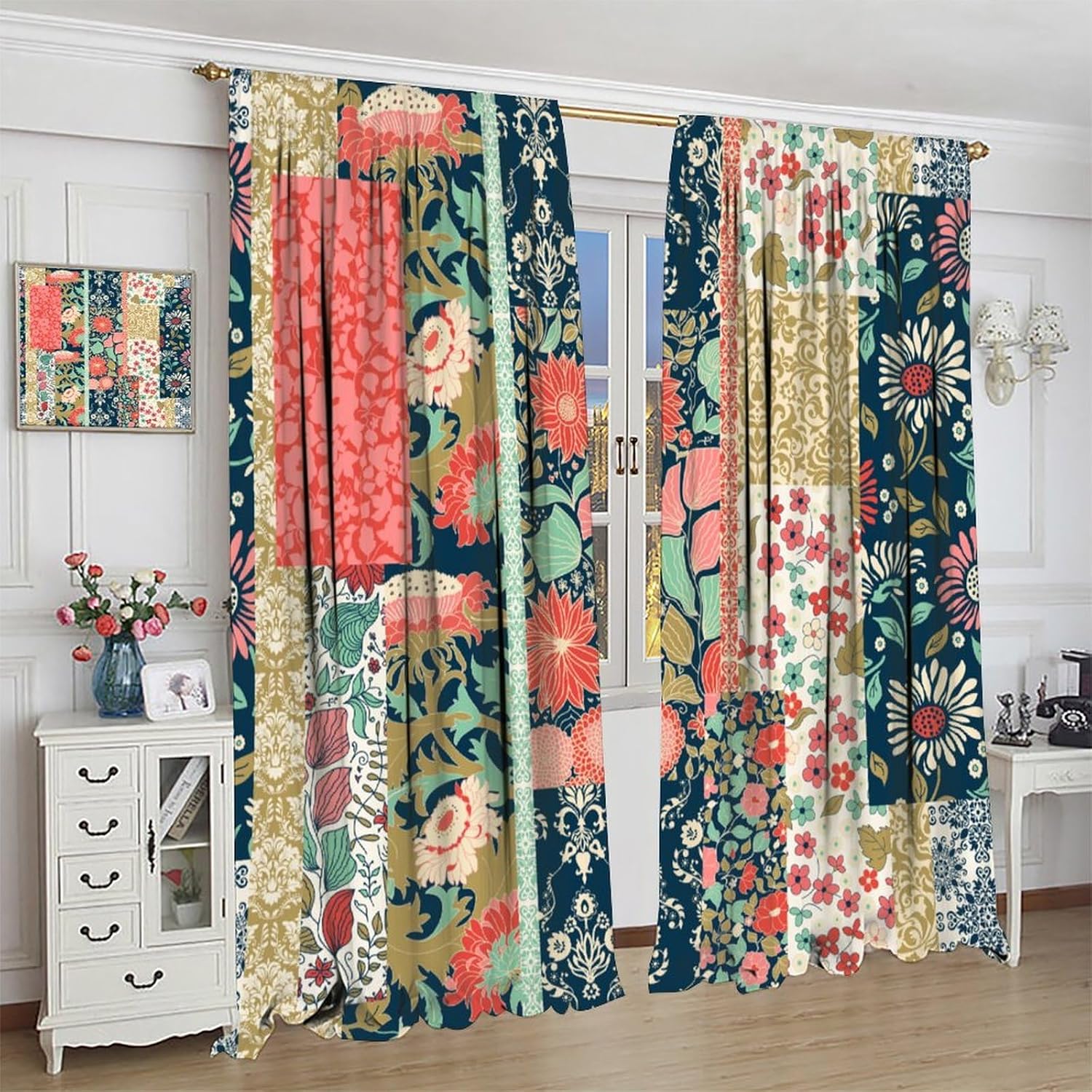 Boho Patchwork Çiçekli Perdele - Home Office England incelemesi ve fiyatı