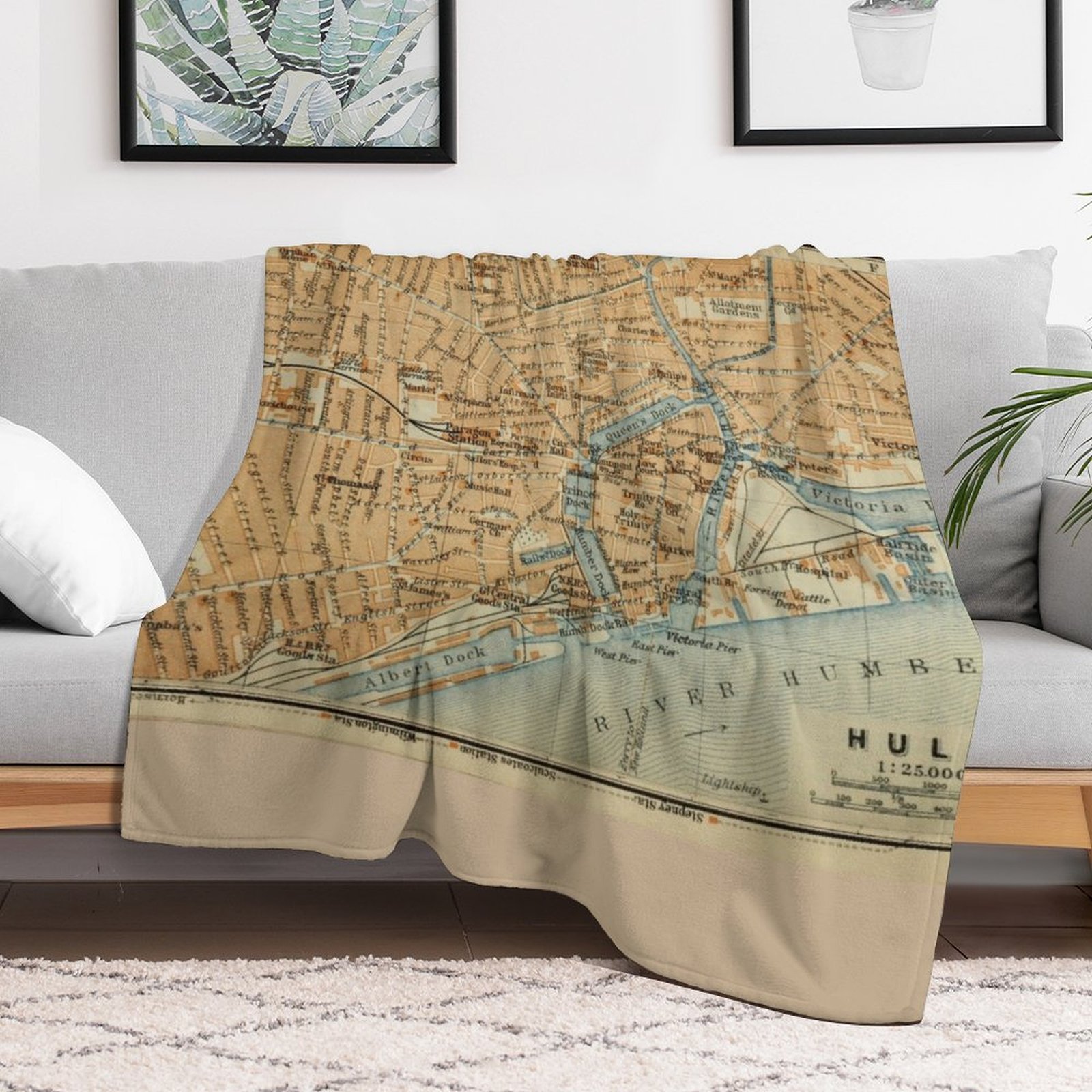 Vintage Hull İngiltere Haritas - Home Office England incelemesi ve fiyatı
