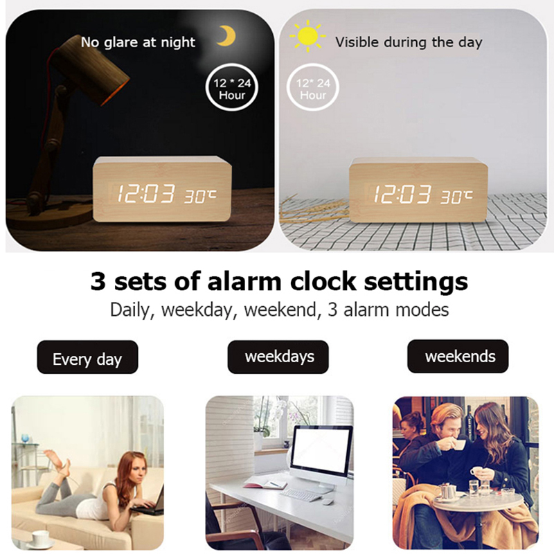 Ahşap Dijital Çalar Saat, Ofis - Led Desk Clock incelemesi ve fiyatı