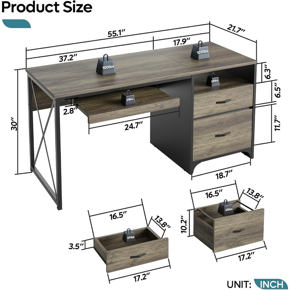 55 İnç Endüstriyel Tarzda Depo - Home Office Industrial Style incelemesi ve fiyatı